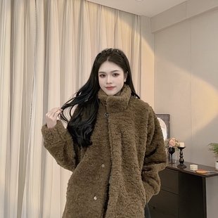 番茄侠 富人区Teddy4.0 三色仿托卡环保皮草女皮毛一体毛毛外套