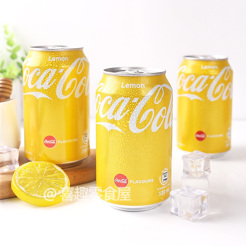 网红饮品香港进口柠檬味可口可乐碳酸饮料柠檬味汽水330ml*6罐装
