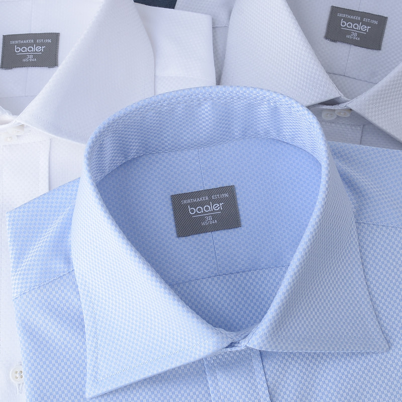 拜耳法式双扣领男士长袖衬衫高领纯棉修身商务经典职业装