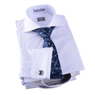 拜耳法式长袖大领衬衫异色免烫复古贵族绅士领白领老板修身经典款