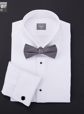 拜耳男士白色晚礼服法式衬衫宴会派对婚礼主持正装男神修身免烫