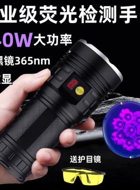 365nm大功率UV紫外线手电240W工业荧光检测紫光灯油污探伤黑光灯