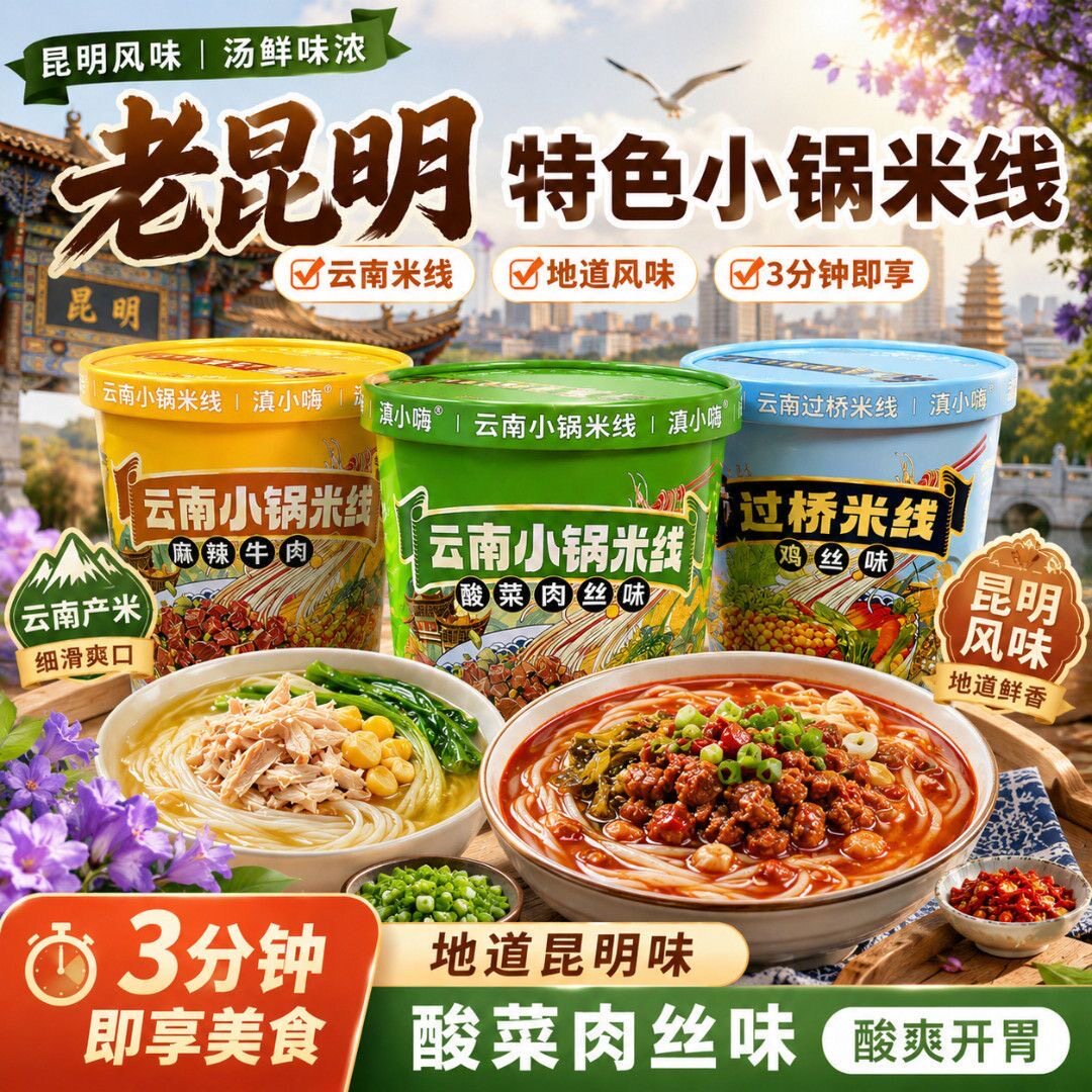 云南特产小锅米线过桥桶装米粉