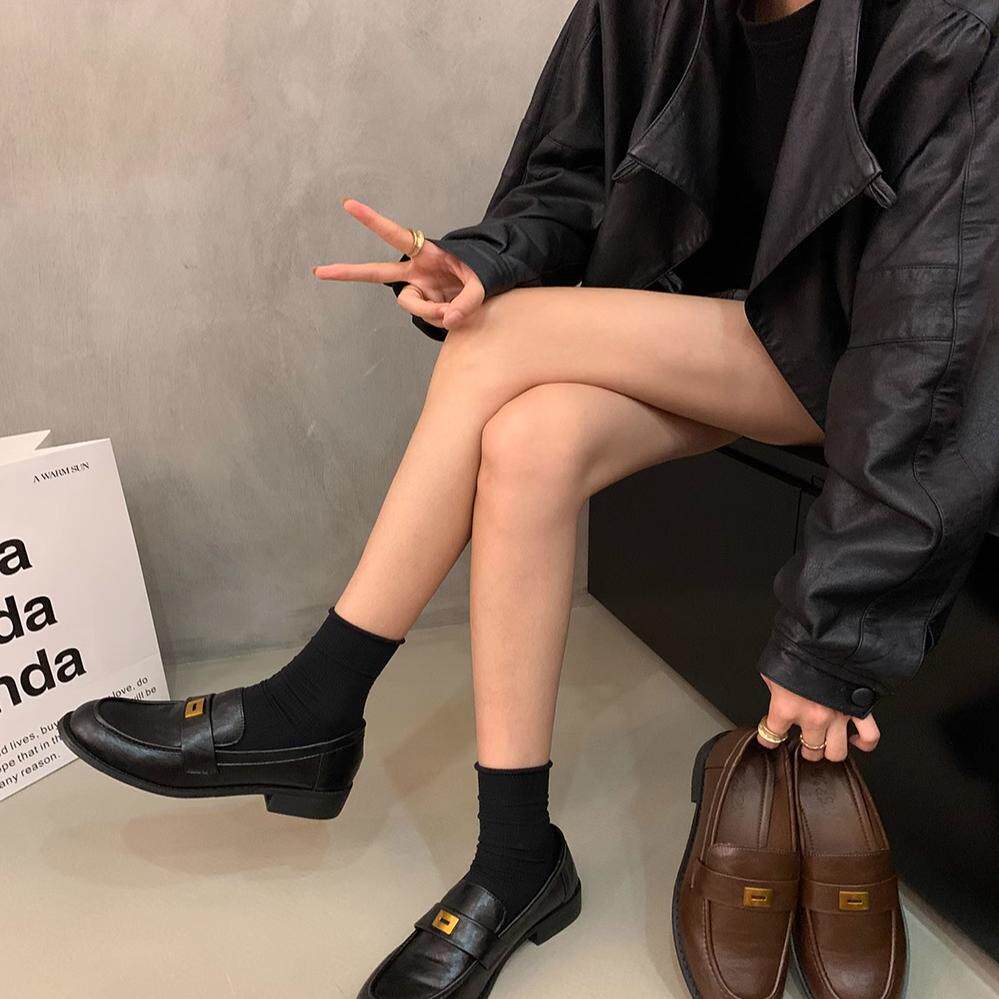 香港英伦秋冬新款高级感单鞋小皮鞋女复古乐福鞋豆豆鞋粗跟女鞋,女鞋,乐福鞋（豆豆鞋）,淘宝优惠券,粉丝福利购,淘宝优惠卷