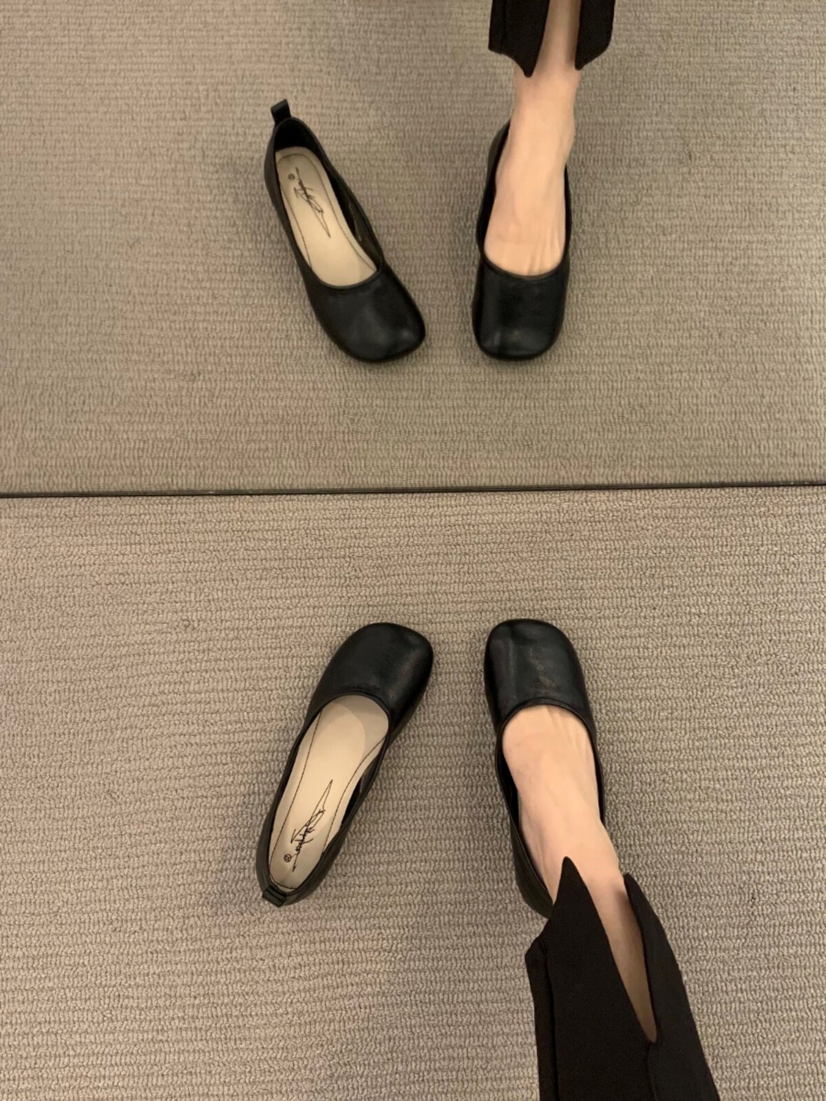 COMMUTING TIME SINGLE SHOES WOMENS FRENCH ROUND TOE SOFT LEATHER COMFORTABLE LOW HEEL EVENING BREEZE GENTLE WOMENS SHOES BEANIE SHOES