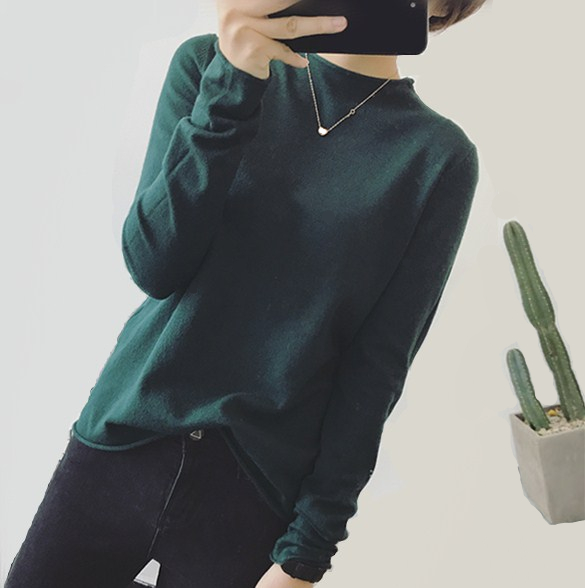 °ë¸ßÁìÕëÖ¯ÉÀÅ®¿îÇﶬ³¤Ðä¿íËÉ´¿É«Ã«ÒÂÅ®ÏÔÊÝ´òµ×ÉÀ±¡¿îº«°æÅ®×°