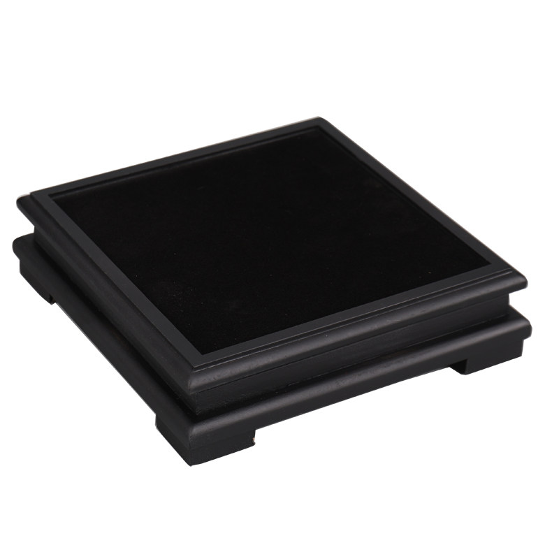 正方形旋转木质底座花瓶石头雕塑玉器文玩工艺品摆件玻璃罩底坐