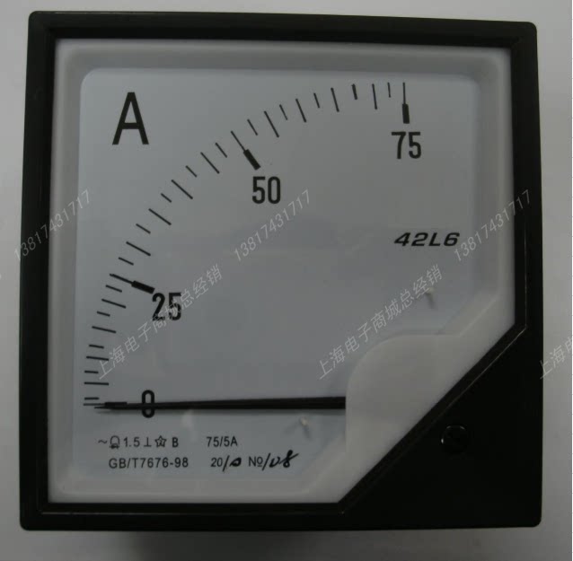 42l6  75/5a 交流指针式电流表 开关柜表 面板表