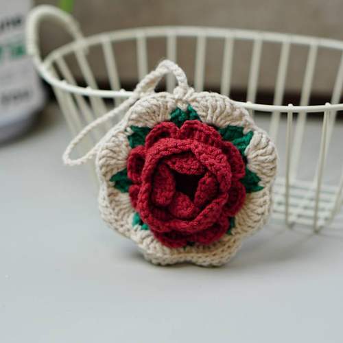 手工编织山茶花耳机包DIY材料包