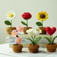 diy手工钩针编织毛线迷你盆栽永生花玫瑰铃兰向日葵材料包创意礼