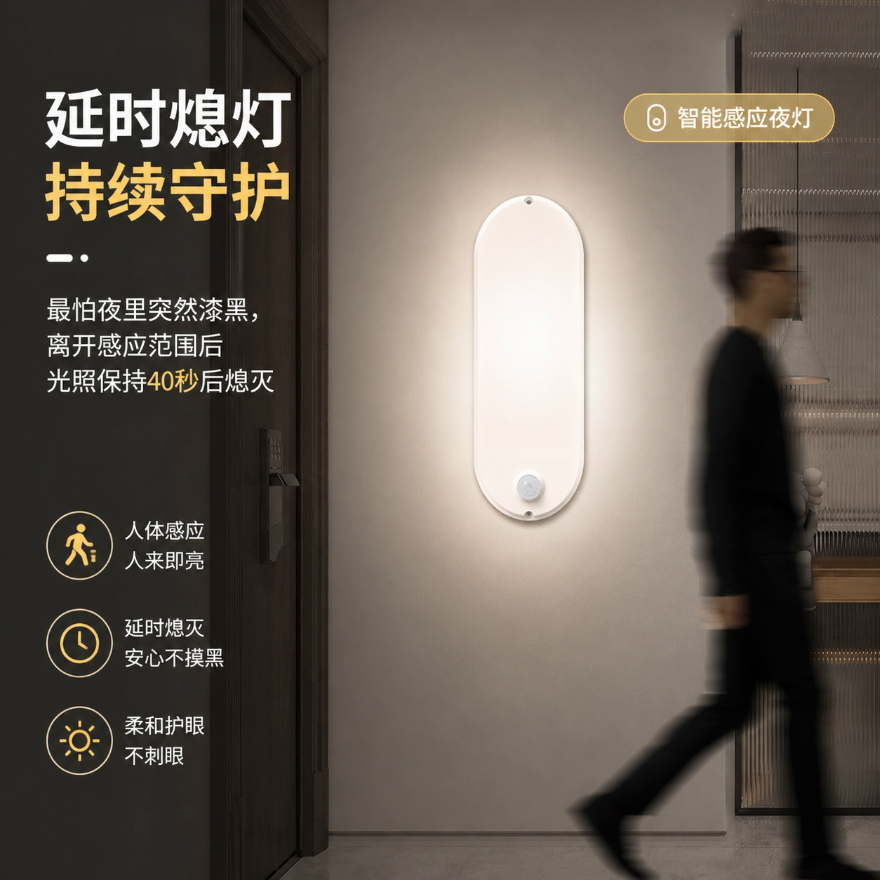 户外防水雷达人体感应楼梯壁灯图片
