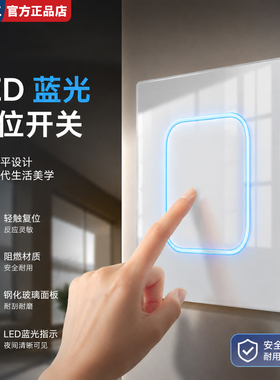 白色钢化玻璃镜面开关插座面板LED指示灯86型l暗装家用一开双五孔