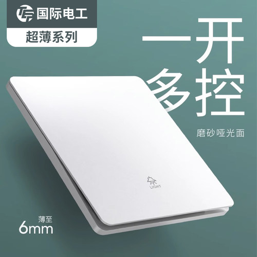 tep国际电工超薄哑光白一开多控