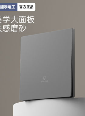 国际电工86型带开关插座灰色塑包钢暗装家用一开双控五孔面板超薄