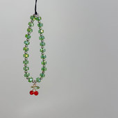 原创绿色车轮水晶樱桃手机链高级感短款 串珠迷你链创意礼品挂件新