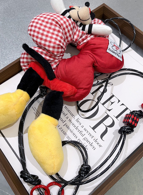 红色米奇屁屁花瓣挂件时尚手工串珠编织绳子斜挎链条少女百搭饰品