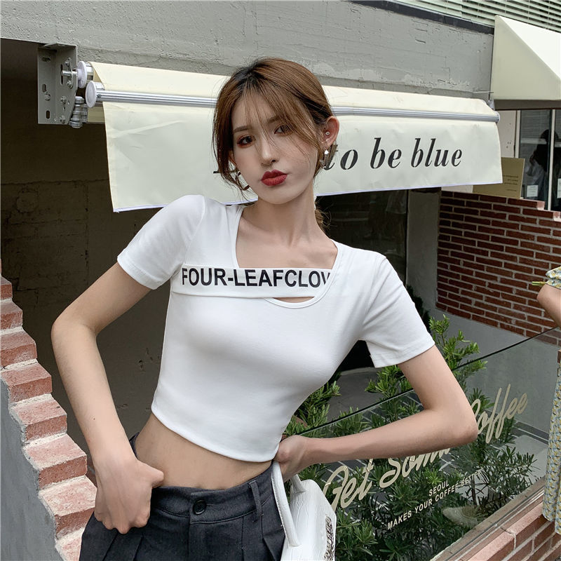 Korean T-shirt women's summer new niche design slim fit short ins super fire short sleeve design top