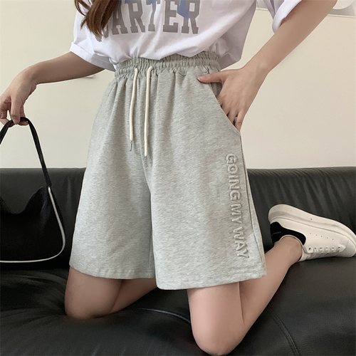 Real shot summer large size letter foam concave convex new shorts women loose work casual pants tide