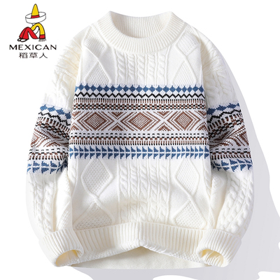 稻草人新款男款宽松潮加厚毛衣