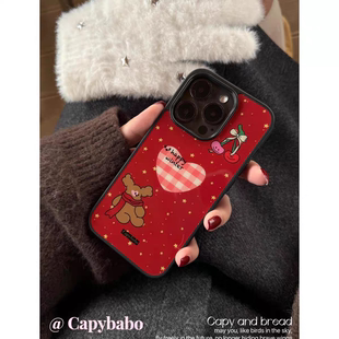 新年圣诞可爱原创亚克力黑边磁吸适用苹果iPhone16promax手机壳1315pro小米14Pro华为mate60p70三星S23防摔