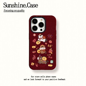 ins元宝福小马适用于苹果17promax手机壳iPhone16华为小米14plus荣耀13pro12菲林壳二合一x防摔11oppovivo11