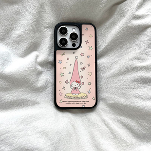 ins风魔法kt猫亚克力黑边磁吸适用苹果iPhone16promax手机壳1312pro小米1415Pro华为mate60p70三星S23防摔