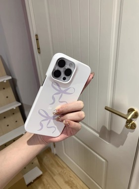韩国小众创意紫色芭蕾蝴蝶结适用iphone15promax手机壳菲林14plus苹果简约保护套13/12mini全包11promax/xs/x
