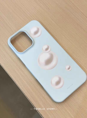 夏日海洋珍珠蓝色简约iphone16Promax适用苹果手机壳15pro韩国ins菲林14小众13原创女12mini可爱11全包保护套