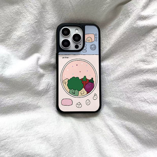 ins风素菜茄子黑边软壳磁吸适用苹果小米iPhone17promax手机壳1613pro小米1415Pro华为mate60p70三星S23防摔