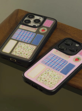 粉色十字架in原创亚克力黑边磁吸适用苹果iPhone16promax手机壳1312pro小米1415Pro华为mate60p70三星S23防摔