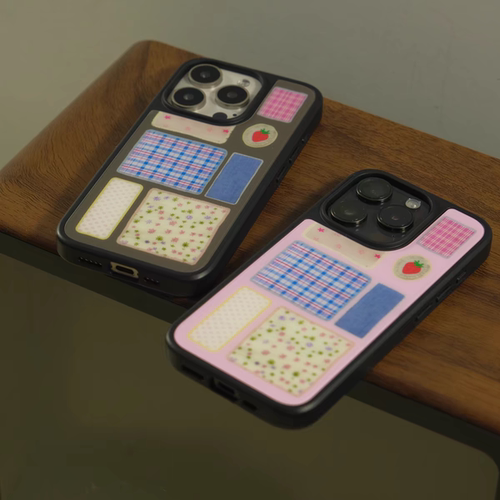 粉色十字架in原创亚克力黑边磁吸适用苹果iPhone16promax手机壳1312pro小米1415Pro华为mate60p70三星S23防摔