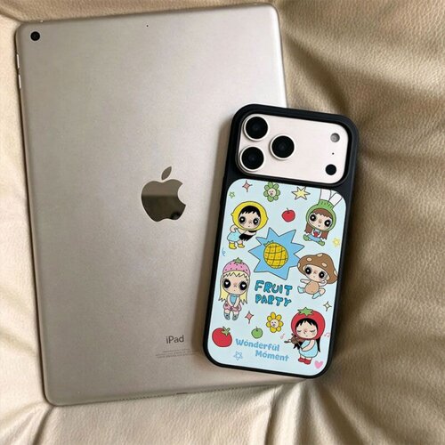 ins风可爱女孩黑边玻璃磁吸适用苹果小米iPhone17promax手机壳1613pro小米1415Pro华为mate80p90三星S25防摔