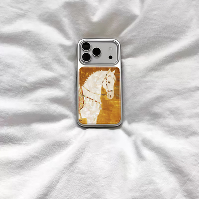 ins复古金缕珠光宝马电镀银磁吸适用苹果iPhone17promax手机壳1615pro小米1415Pro华为mate60p70三星S23防摔