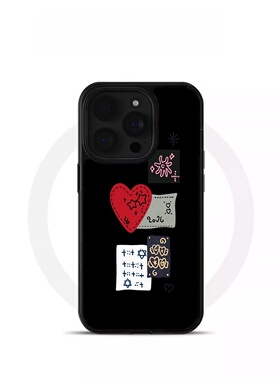 ins风爱心拼图黑边软壳磁吸适用苹果小米iPhone17promax手机壳1613pro小米1415Pro华为mate60p70三星S23防摔