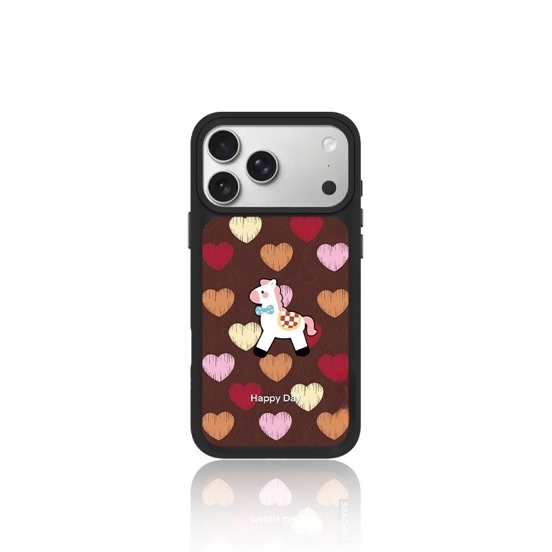 复古爱心小马黑边软壳磁吸适用苹果小米iPhone17promax手机壳1613pro小米1415Pro华为mate60p70三星S23防摔