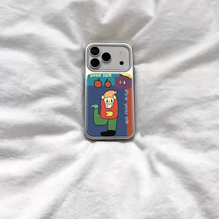 ins可爱趣味小猫男孩电镀银磁吸适用苹果iPhone17promax手机壳1615pro小米1415Pro华为mate60p70三星S23防摔