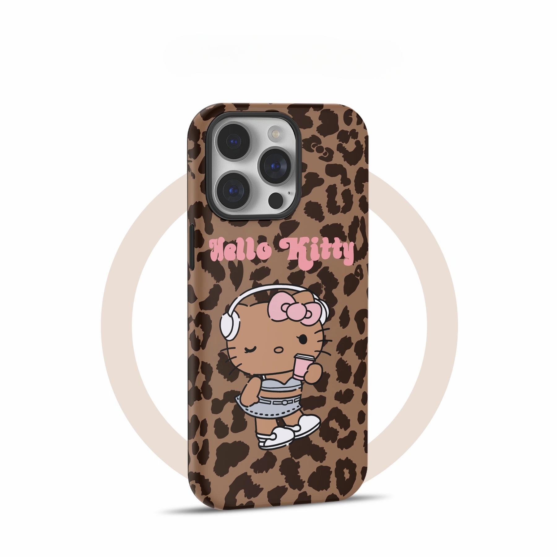 适用于苹果16promax手机壳原创iPhone15豹纹黑皮Kitty猫14promax卡通13菲林壳二合一12超火11新款x防摔保护套