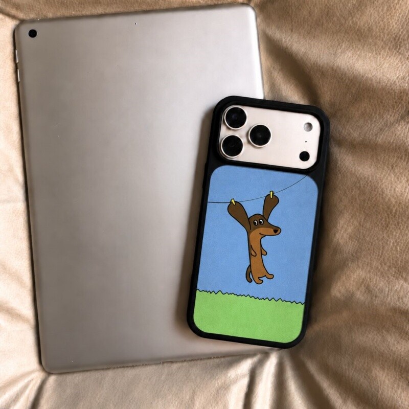 ins风搞怪小狗黑边玻璃磁吸适用苹果iPhone18promax手机壳1716pro小米1514Pro华为mate80p90荣耀vivooppo防摔