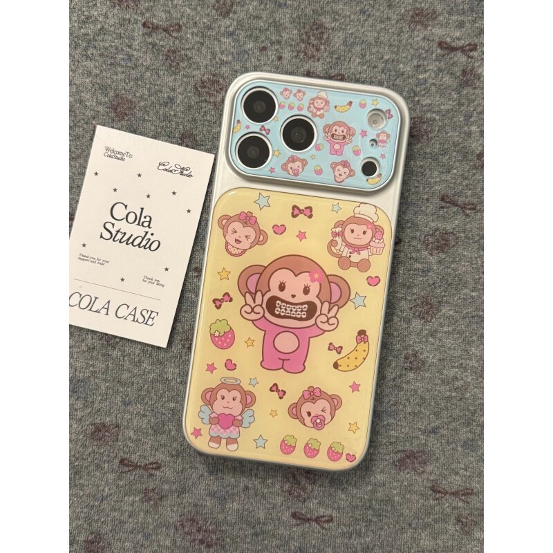 ins风小猴插画大视窗亚克力全包精孔手机壳适用苹果iPhone17promax高级感保护套小众16plus15pro14防摔13pro