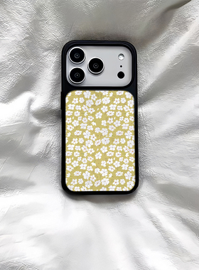 ins风黄色碎花黑边软壳磁吸适用苹果小米iPhone17promax手机壳1613pro小米1415Pro华为mate60p70三星S23防摔