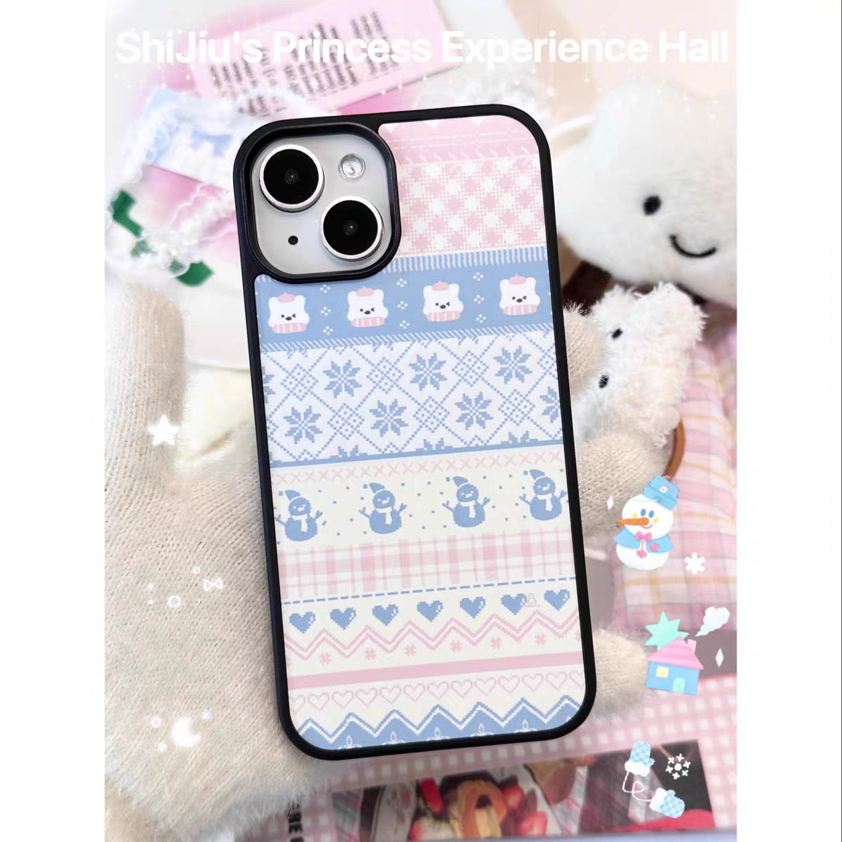 西高地费尔岛毛衣亚克力黑边磁吸适用苹果iPhone16promax手机壳1315pro小米14Pro华为mate60p70三星S23防摔