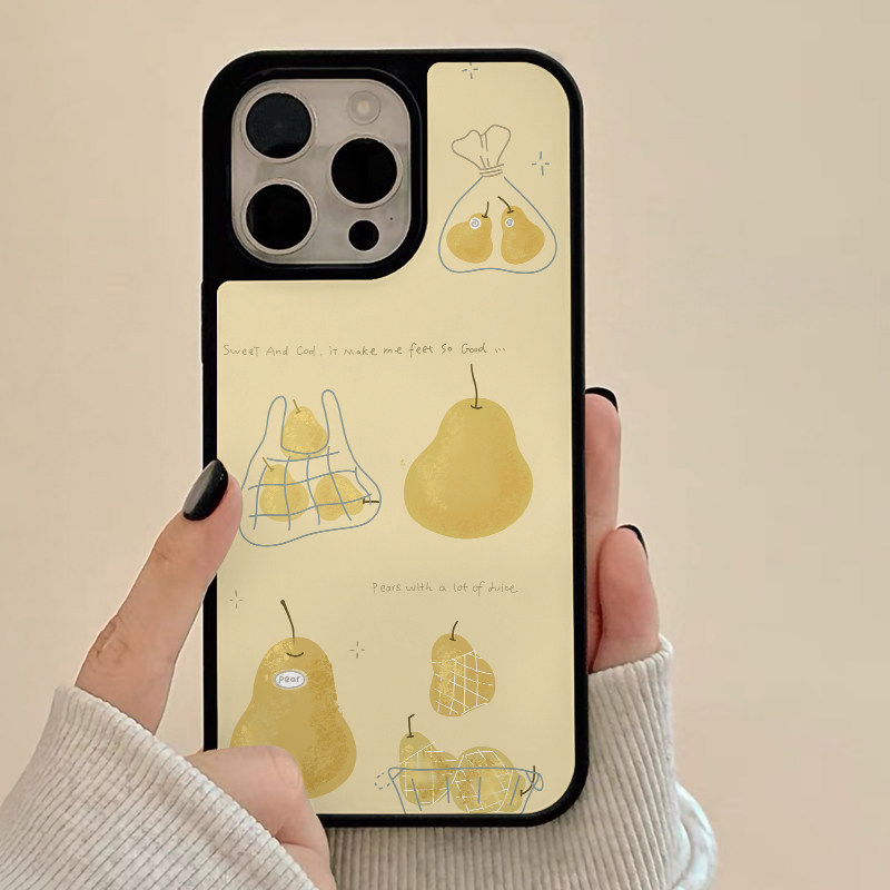 ins风可爱水果梨亚克力黑边磁吸适用苹果iPhone16promax手机壳1312pro小米1415Pro华为mate60p70三星S23防摔