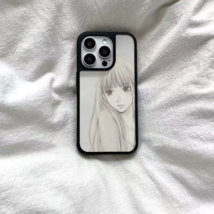 ins风黑泽爽子女孩黑边软壳磁吸适用苹果iPhone17promax手机壳1615pro小米1415Pro华为mate60p70三星S23防摔