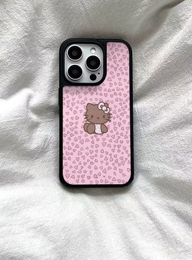 ins满屏爱心kt猫亚克力黑边磁吸适用苹果iPhone16promax手机壳1312pro小米1415Pro华为mate60p70三星S23防摔