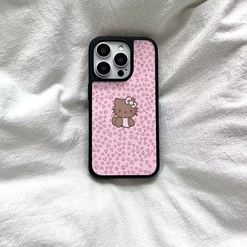 ins满屏爱心kt猫亚克力黑边磁吸适用苹果iPhone16promax手机壳1312pro小米1415Pro华为mate60p70三星S23防摔