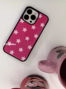 夏日韩系ins风古早感亚克力黑边适用苹果iPhone16promax手机壳1312pro小米1415Pro华为mate60p70三星S23防摔