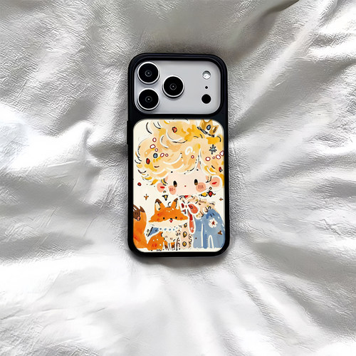 ins风男孩狐狸黑边软壳磁吸适用苹果小米iPhone17promax手机壳1613pro小米1415Pro华为mate60p70三星S23防摔