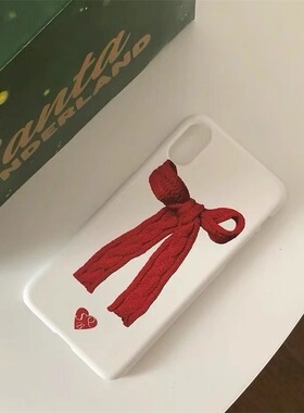 韩国简约ins风红色围巾蝴蝶结适于用适用15promax手机壳iphone13菲林12pro个性1312mini小米14保护套xr亮面13