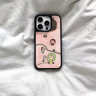ins风可爱猫咪女孩黑边软壳磁吸适用苹果iPhone17promax手机壳1615pro小米1415Pro华为mate60p70三星S23防摔