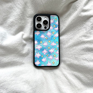 ins千禧风海洋兔亚克力黑边磁吸适用苹果iPhone16promax手机壳1312pro小米1415Pro华为mate60p70三星S23防摔